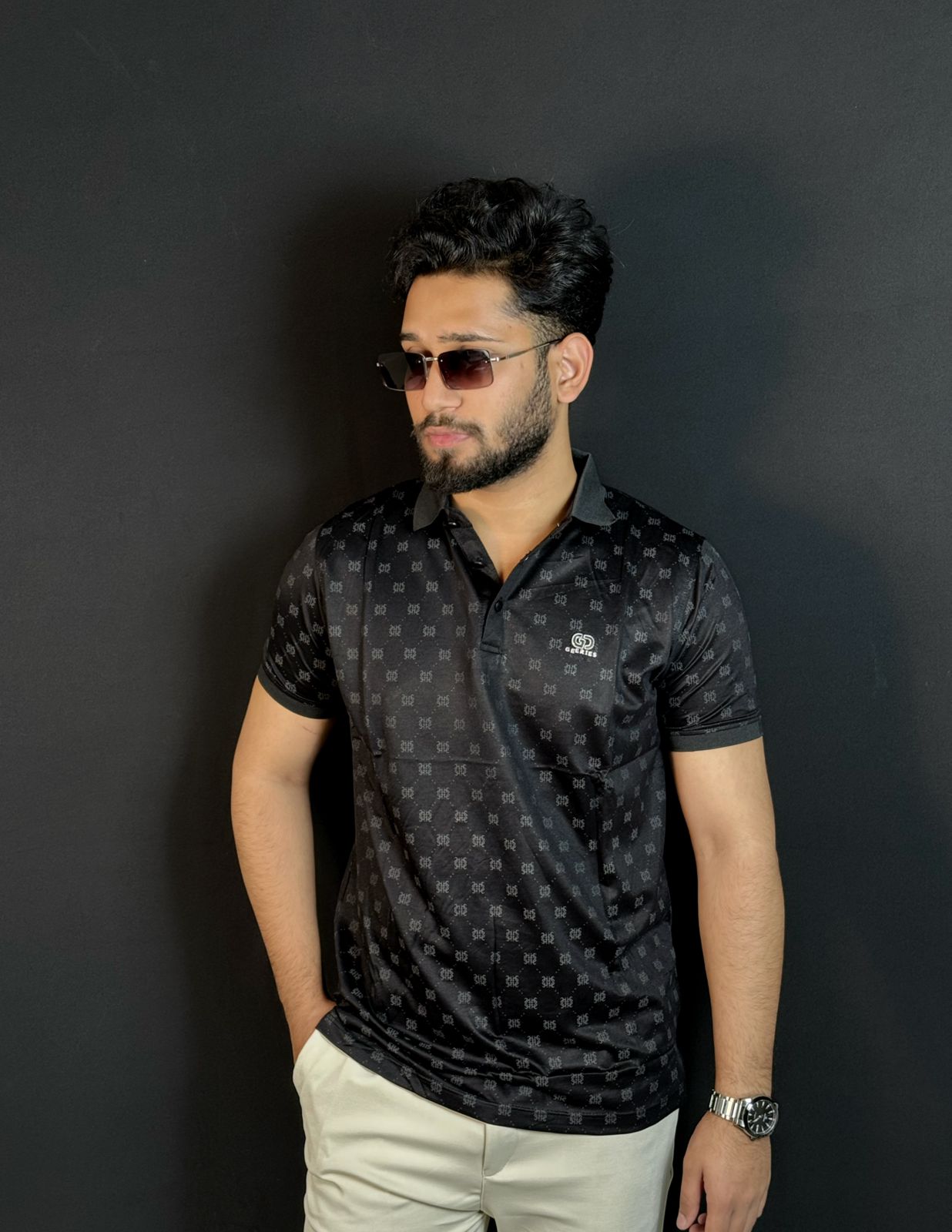 কালো কালার পোলো টি-শার্ট-GS